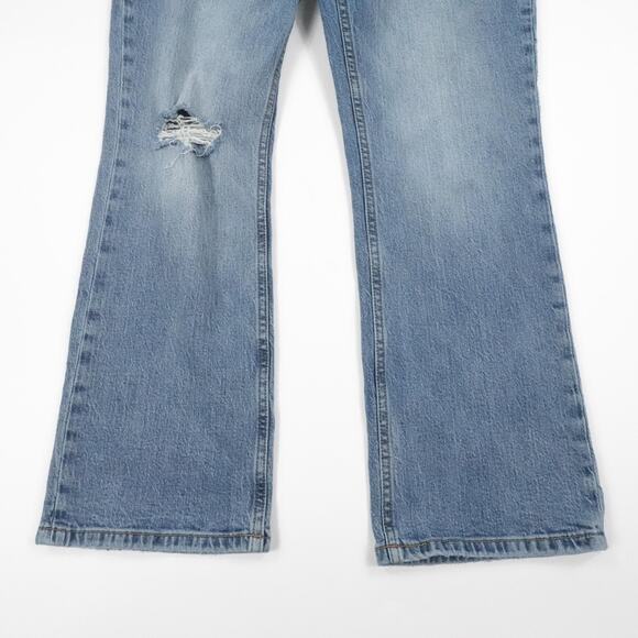 Pilcro Jeans Womens 31 Blue Flare Distressed Knee Stretch Denim Urban Outfitters - Picture 4 of 16